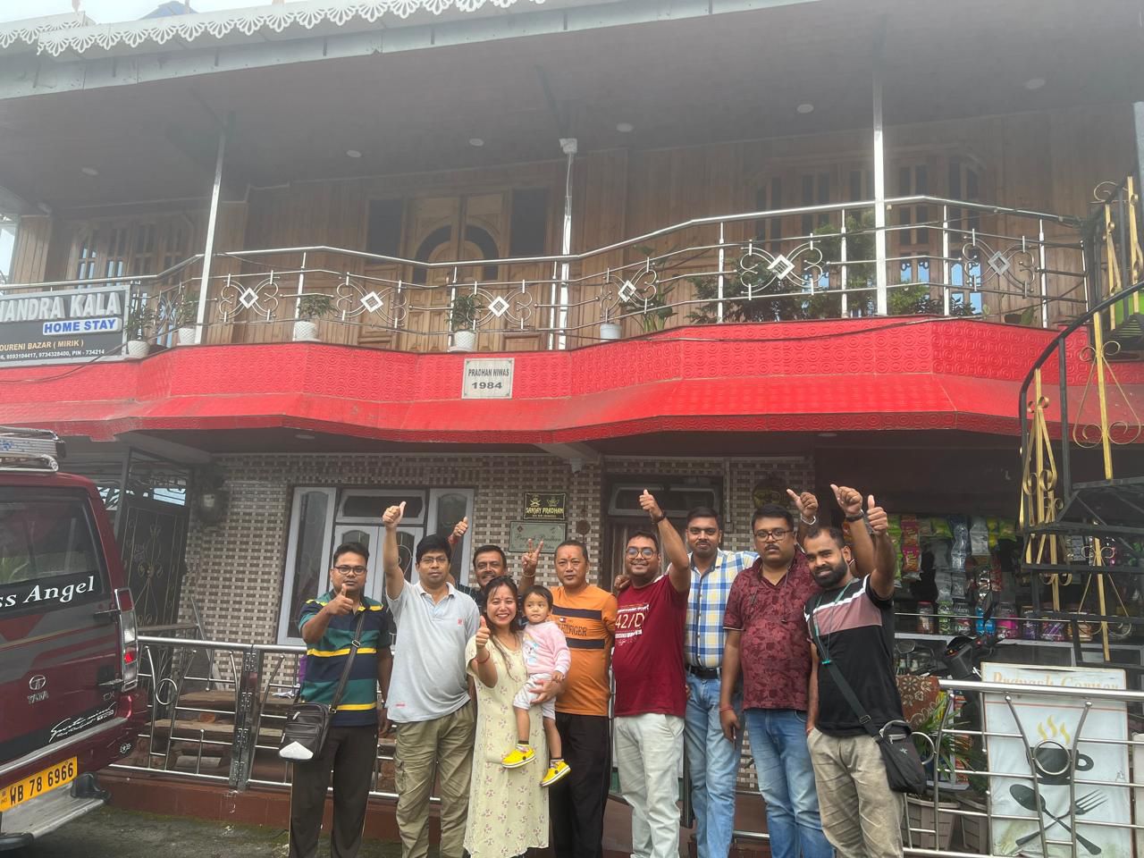 Guests enjoying bonfire and music at night