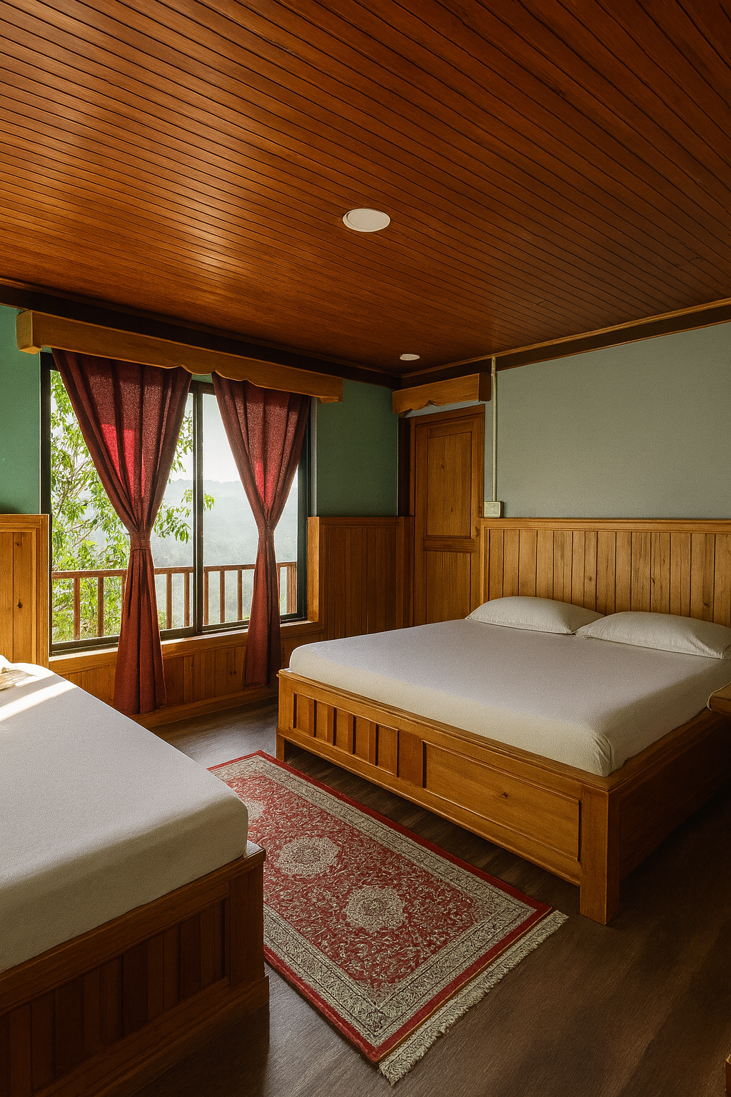 Triple-bedded wooden room at Chandrakala Homestay – view 1